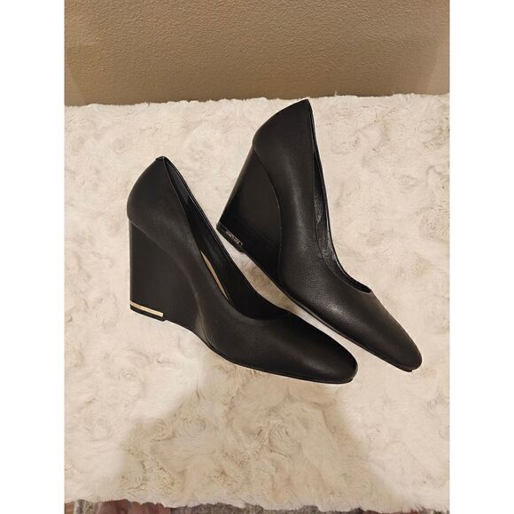 Kenneth Cole Merrick Black Leather Wedge Size 8.5 - Picture 9 of 10